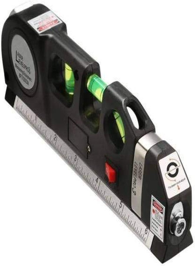 Fancyku Level Laser Plastic Horizon Vertical Measure Tape Aligner Bubbles Ruler Multifunction Leveler Tool (Black) - Image 1